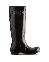Hunter Refined Tall Gloss Waterproof Rain Boot In Black