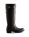 Hunter Womens Solid Black Rubber Knee High Rain Boots Shoes In Black