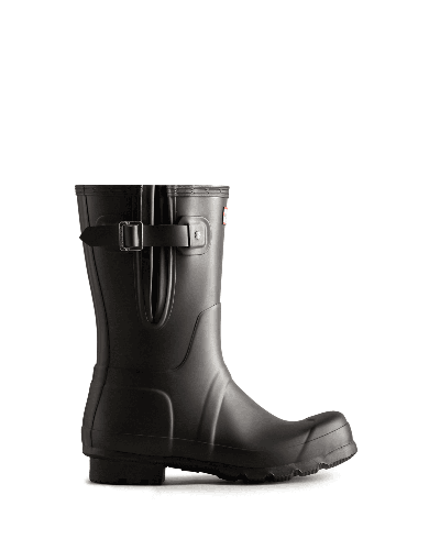 Hunter Men's Short Side Adjustable Rain Boots In Black