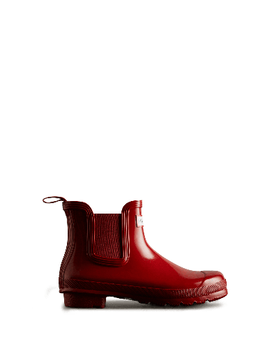 Hunter Women's Original Gloss Chelsea Rain Boots In Red