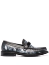 MOSCHINO ABSTRACT-PRINT LOGO LOAFERS
