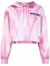 MOSCHINO BRUSHSTROKE-PRINT CROPPED HOODIE