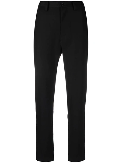 Yohji Yamamoto Cropped Hight-waisted Trousers In Schwarz