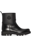 Moncler Ginette Waterproof Logo Rain Booties In Black