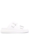 Alexander Mcqueen Engraved-logo Open-toe Sandals In White