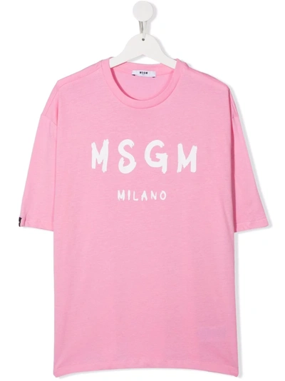 Msgm Teen Logo-print T-shirt In Pink