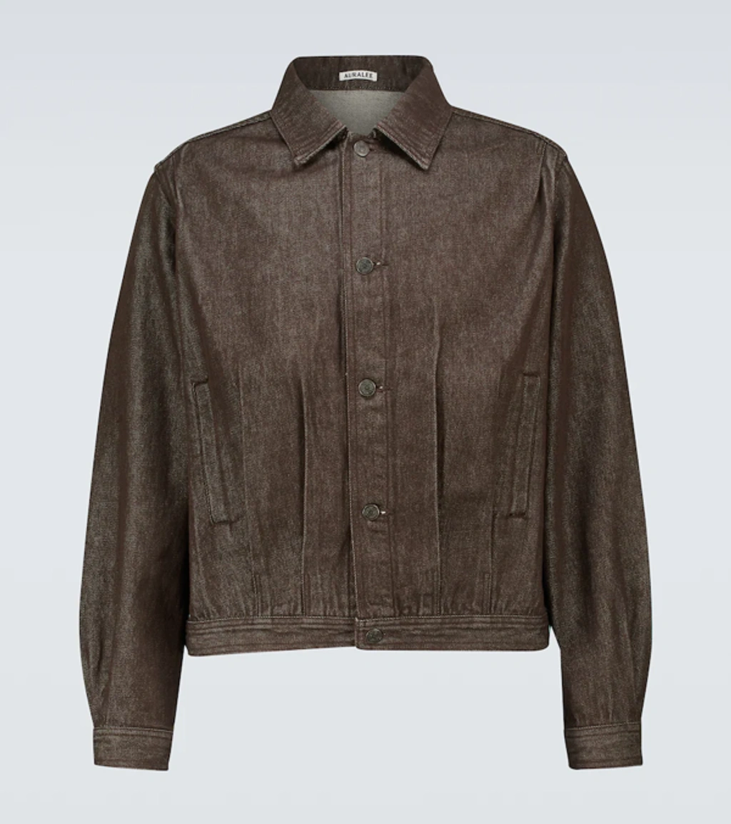 Auralee Hard Twist Denim Blouson Jacket In Brown | ModeSens
