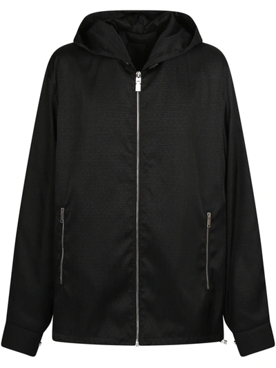 Givenchy Black Windbreaker In 4g Jacquard Nylon