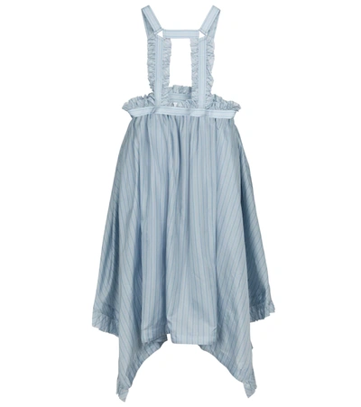 Noir Kei Ninomiya Striped Ruffled Midi Dress In Blue