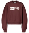 Ganni Womens Merlot Isoli Organic-cotton And Recycled-polyester Sweatshirt L In Red