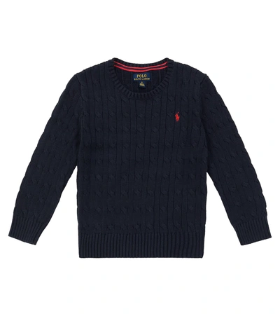 Polo Ralph Lauren Kids' Cotton Cable-knit Sweater In Navy