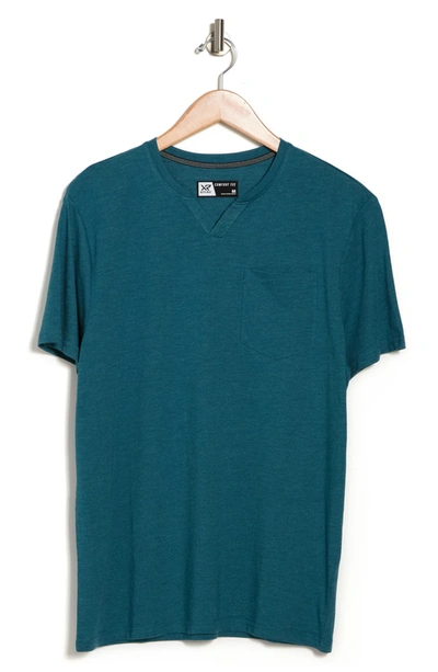 X-ray Notch Neck Pocket T-shirt In Teal