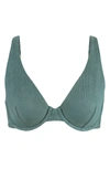 Lively Rib Unlined Underwire Bra In Harbor Green