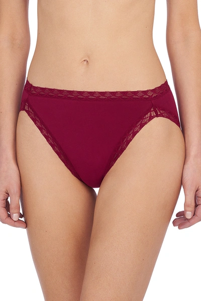 Natori Intimates Bliss French Cut Brief Panty Underwear With Lace Trim In Currant