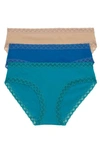 Natori Intimates Bliss Girl Brief 3 Pack Panty In Sandcastle/imperial Blue/tropic