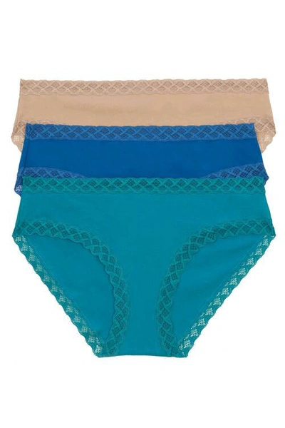 Natori Intimates Bliss Girl Brief 3 Pack Panty In Sandcastle/imperial Blue/tropic