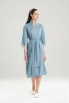 Natori Luxe Shangri-la Tencel™ Wrap Robe In Heather Stone Blue