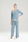 Natori Luxe Shangri-la Tencel&trade; Long Sleeve Pajamas Set In Heather Stone Blue