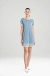 Natori Luxe Shangri-la Short Sleeve Sleepshirt Pajamas In Heather Stone Blue
