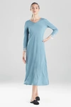 Natori Luxe Shangri-la Long Sleeve Lounger Top In Heather Stone Blue