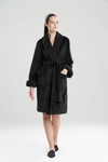 Natori Plush Sherpa Cozy Wrap Robe With Pockets + Belt In Black