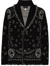 Alanui Bandana Jacquard-knit Cashmere Cardigan In Grey