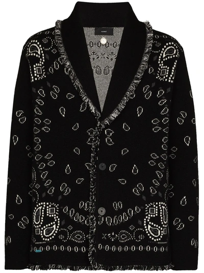 Alanui Bandana Jacquard-knit Cashmere Cardigan In Grey