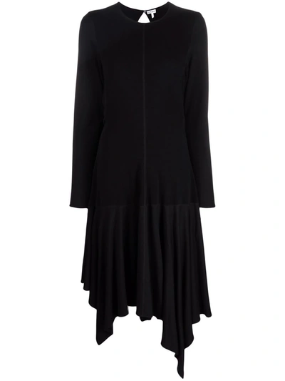 Loewe Long-sleeve Handkerchief-hem Dress In Black