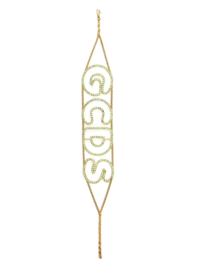 Gcds Crystal-embellished Logo Necklace In Pink