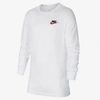 Nike Sportswear Big Kids' Long-sleeve T-shirt In White