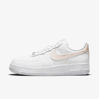 Nike Women's Air Force 1 '07 Next Nature Shoes In White/pale Coral/black/metallic Silver