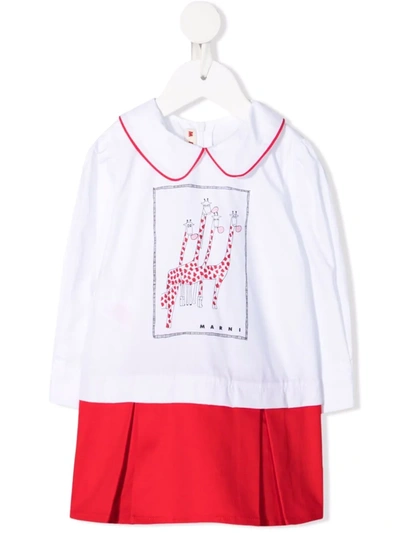 Marni Babies' Graphic-print Collared Dress In White