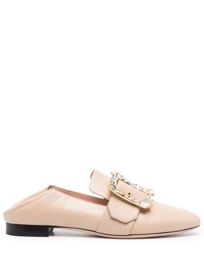 Bally Buckle Strap Foldable Heel Loafers In Neutrals