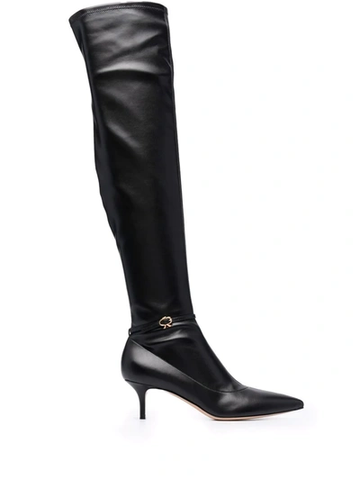 Gianvito Rossi Buckle Detail Knee Boots In Black