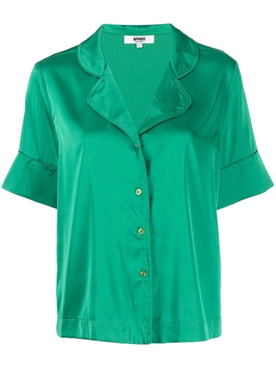 Apparis Reece Vegan Silk Pyjama Set In Green