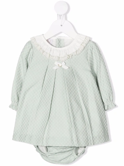 Paz Rodriguez Babies' Checked Bow-embellished Dress In Green