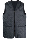 Barbour Navy Blue Padded Waistcoat With Diamond Quilting