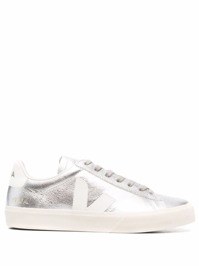 Veja Campo Metallic Low-top Sneakers In Silver White