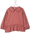 BABE AND TESS POLKA-DOT RUFFLED COLLAR BLOUSE