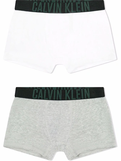 Calvin Klein Kids' Logo-waistband Boxers Set Of 2 In White