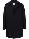 Aspesi Single-breasted Cotton-blend Coat In Blue