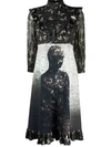UNDERCOVER FRILLED BUTTERFLY PRINT DRESS