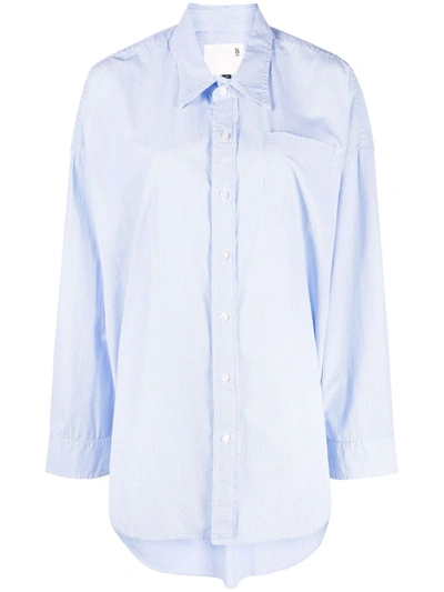 R13 Pinstripe Cotton Shirt In Blue