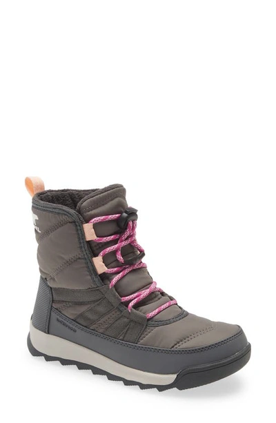 Sorel Kids' Whitney(tm) Ii Short Waterproof Insulated Boot In Quarry/ Grill