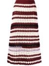 Marni Striped Open-knit Midi Skirt In Nude