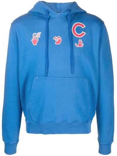 Off-white Mlb Chicago Cubs Cotton Jersey Hoodie In Blue,red,white