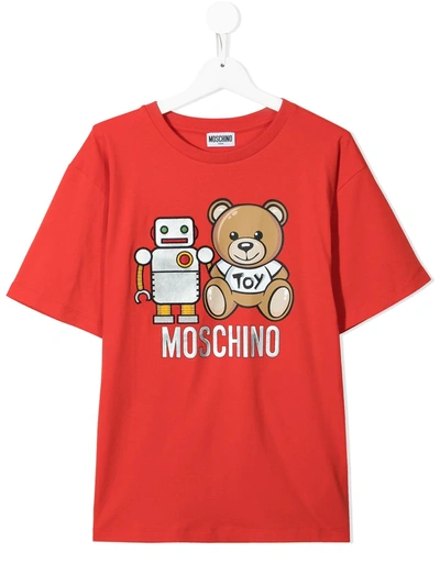 Moschino Teen Teddy Bear-print T-shirt In Red