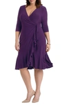 Kiyonna Whimsy Wrap Dress In Plum Passion