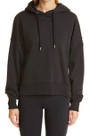 Moncler Logo Back Cotton Blend Hoodie In Black