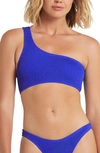 Bound By Bond-eye The Samira One-shoulder Ribbed Bikini Top In Bright Blue